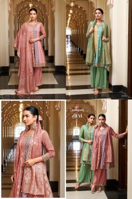 Rangoon DEVA Short Anarkali Suit Organza Jacquard Muslin with Fancy Work Fancy Palazzo suit catalogue
