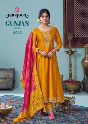Rangoon Gunjan Vol 03 Women Silk Anarkali Suit with Embroidery  Pant And Heavy Jacquard Dupatta Wholesale kurtis catalogs