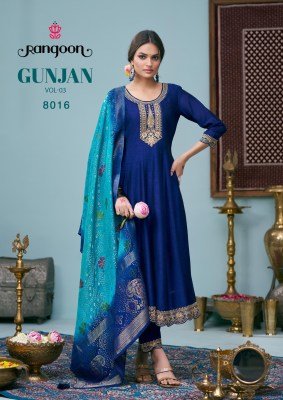 Rangoon Gunjan Vol 03 Women Silk Anarkali Suit with Embroidery  Pant And Heavy Jacquard Dupatta Wholesale kurtis catalogs