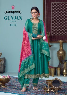 Rangoon Gunjan Vol 03 Women Silk Anarkali Suit with Embroidery  Pant And Heavy Jacquard Dupatta Wholesale kurtis catalogs