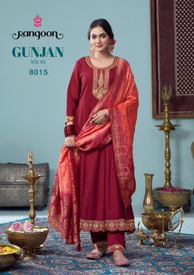 Rangoon Gunjan Vol 03 Women Silk Anarkali Suit with Embroidery  Pant And Heavy Jacquard Dupatta Wholesale kurtis catalogs
