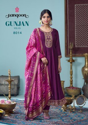 Rangoon Gunjan Vol 03 Women Silk Anarkali Suit with Embroidery  Pant And Heavy Jacquard Dupatta Wholesale kurtis catalogs