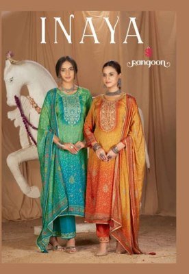 Rangoon INAYA 3-Piece Pure Muslin Digital Print Aari Work Kurti Set wholesale catalogs