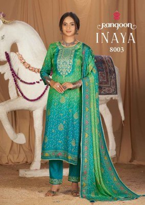 Rangoon INAYA 3-Piece Pure Muslin Digital Print Aari Work Kurti Set kurti pant with dupatta Catalogs