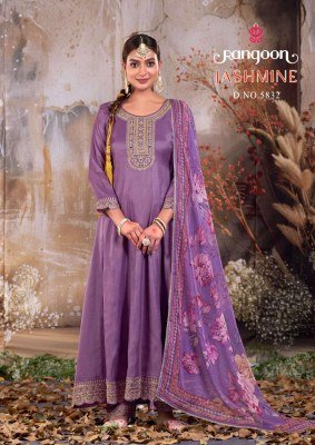 Rangoon Jashmine Silk Butti Kurti Catalogs with Khatli Handwork Mirror Work And Organza Dupatta Wholesale kurtis catalogs