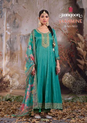 Rangoon Jashmine Silk Butti Kurti Catalogs with Khatli Handwork Mirror Work And Organza Dupatta Wholesale kurtis catalogs