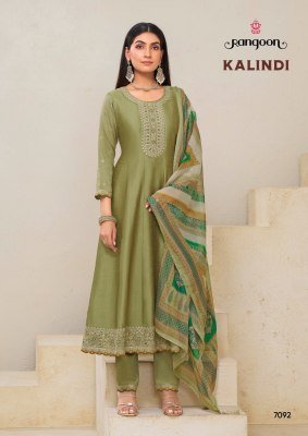 Rangoon Kalindi Hand Embroidered Silk Anarkali Top And Bottom with Heavy Organza Dupatta Wholesale fancy Anarkali suit catalogs