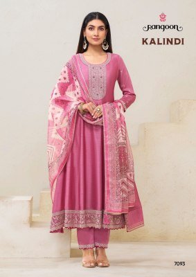 Rangoon Kalindi Hand Embroidered Silk Anarkali Top And Bottom with Heavy Organza Dupatta Wholesale fancy Anarkali suit catalogs