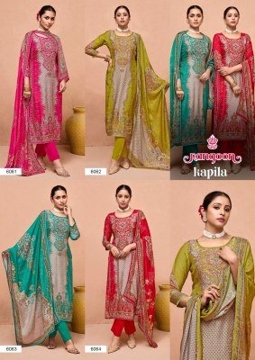 Rangoon Kapila Pure Muslin Digital Print Suit with Aari And Swarovski Diamond Work Viscose Inner Bottom And Lace Border Dupatta Wholesale kurtis catalogs