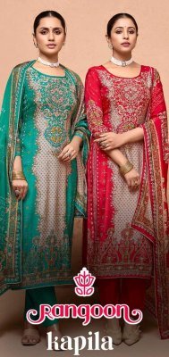 Rangoon Kapila Pure Muslin Digital Print Suit with Aari And Swarovski Diamond Work Viscose Inner Bottom And Lace Border Dupatta Wholesale kurtis catalogs