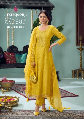 Rangoon Kesar Pure Cotton Chiffly Work Redaymade Suits Wholesale Price In india  readymade suit catalogs