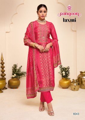 Rangoon Laxmi Luxury Muslin Suit Digital Print  Aari And Swarovski Work  Viscose Bottom And Four Side Lace Dupatta Wholesale kurtis catalogs