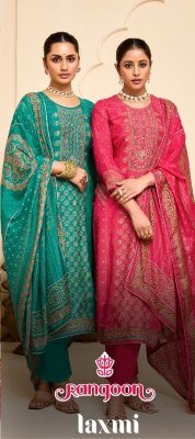 Rangoon Laxmi Luxury Muslin Suit Digital Print  Aari And Swarovski Work  Viscose Bottom And Four Side Lace Dupatta Wholesale kurtis catalogs