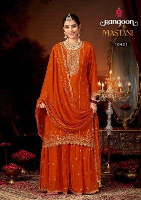 Rangoon MASTANI Georgette Heavy Embroidery 3-Piece Suit with Dupatta Fancy Palazzo suit catalogue