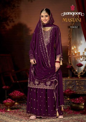 Rangoon MASTANI Georgette Heavy Embroidery 3-Piece Suit with Dupatta Fancy Palazzo suit catalogue