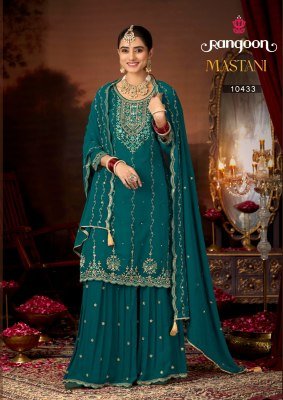 Rangoon MASTANI Georgette Heavy Embroidery 3-Piece Suit with Dupatta Fancy Palazzo suit catalogue