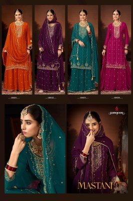 Rangoon MASTANI Georgette Heavy Embroidery 3-Piece Suit with Dupatta Fancy Palazzo suit catalogue