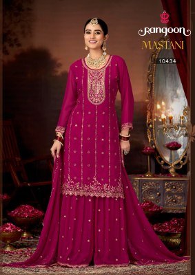 Rangoon MASTANI Georgette Heavy Embroidery 3-Piece Suit with Dupatta Fancy Palazzo suit catalogue