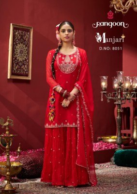 Rangoon Manjari Chiffon Top And Palazzo Suit with Heavy Dupatta Wholesale Product readymade suit catalogs