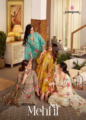 Rangoon Mehfil Kurti Palazzo with Designer Dupatta wholesale catalogs