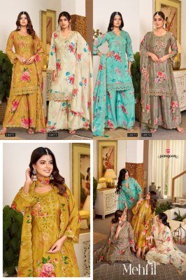 Rangoon Mehfil Kurti Palazzo with Designer Dupatta Fancy Palazzo suit catalogue