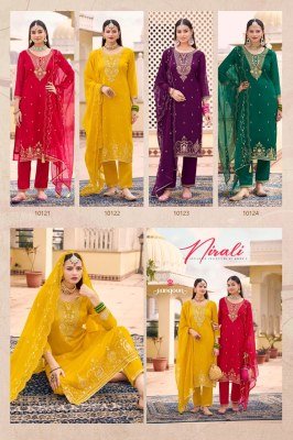 Rangoon Nirali Dress Material Chiffon Top Bottom And Dupatta with Fancy Work And Wholesale kurtis catalogs