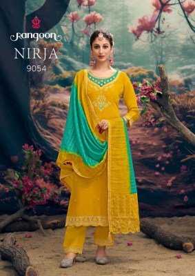 Rangoon Nirja Designer Silk Suit Embroidered Top, Lace Pant And Chanderi Dupatta Wholesale kurtis catalogs