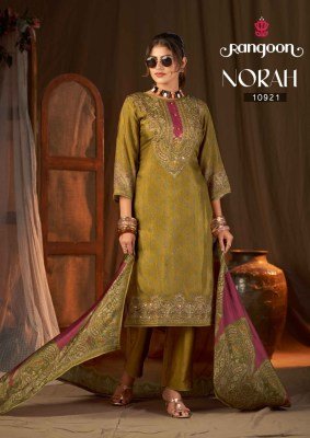 Rangoon Norah Pure Muslin Digital Print Aari Work Kurti Pant with Dupatta Set readymade suit catalogs