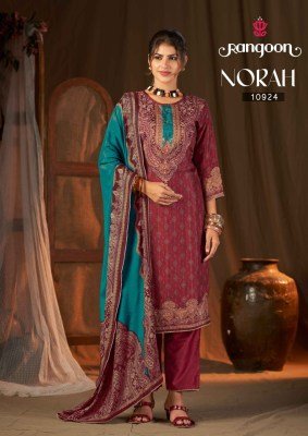 Rangoon Norah Pure Muslin Digital Print Aari Work Kurti Pant with Dupatta Set readymade suit catalogs