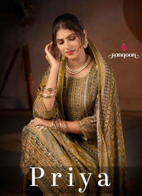 Rangoon Priya Pure Muslin Digital Print Aari Work Kurti Pant with Dupatta Rangoon