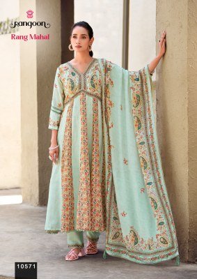 Rangoon RANG MAHAL Pure Muslin Anarkali 3-Piece Suit with Khatli Handwork fancy Anarkali suit catalogs