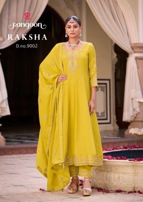 Rangoon Raksha Premium Anarkali Set Embroidered Silk with Hand Mirror Work Suit and Bottom Embroidery  Hand Mirror  Fancy Latkan Dupatta Wholesale kurtis catalogs