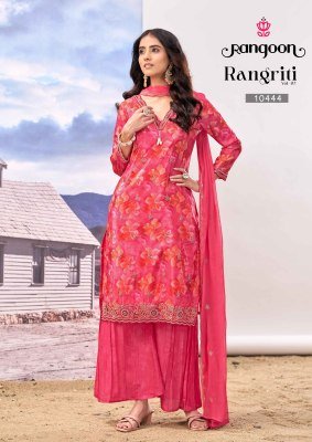Rangoon Rangriti Pure HO Digital Print Kurti Plazzo Set with Naznin Shimmer Dupatta (M–3XL) Fancy Palazzo suit catalogue