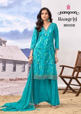 Rangoon Rangriti Pure HO Digital Print Kurti Plazzo Set with Naznin Shimmer Dupatta (M–3XL) Fancy Palazzo suit catalogue