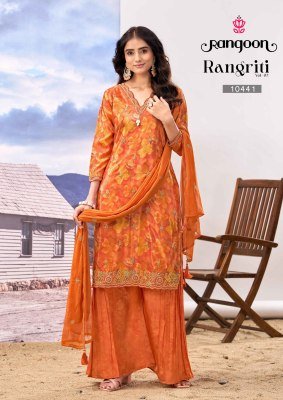 Rangoon Rangriti Pure HO Digital Print Kurti Plazzo Set with Naznin Shimmer Dupatta (M–3XL) Fancy Palazzo suit catalogue