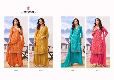 Rangoon Rangriti Pure HO Digital Print Kurti Plazzo Set with Naznin Shimmer Dupatta (M–3XL) Fancy Palazzo suit catalogue