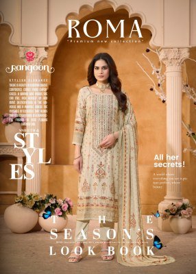 Rangoon Roma Pure Muslin Digital Print Suit with Aari  Swarovski Work Rangoon