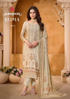 Rangoon Roma Pure Muslin Digital Print Suit with Aari  Swarovski Work readymade suit catalogs