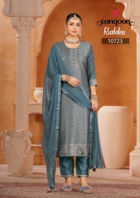 Rangoon Rushika Viscose Muslin Jacquard Suit Set with Swarovski Dupatta kurti pant with dupatta Catalogs