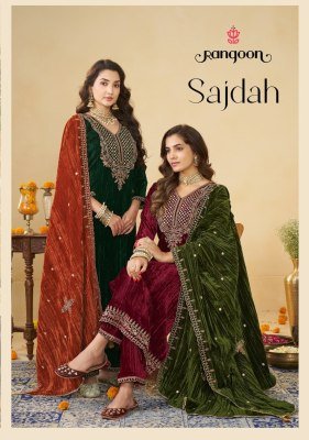 Rangoon SAJDAH 9000 Crush 3-Piece Designer Suit with Lace Pant wholesale catalogs