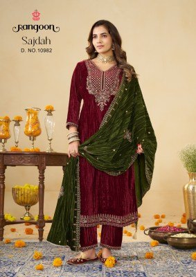 Rangoon SAJDAH 9000 Crush 3-Piece Designer Suit with Lace Pant kurti pant with dupatta Catalogs