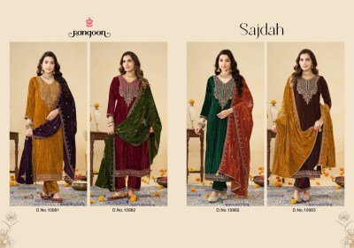 Rangoon SAJDAH 9000 Crush 3-Piece Designer Suit with Lace Pant kurti pant with dupatta Catalogs
