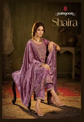 Rangoon SHAIRA Makhmal Velvet 3-Piece Designer Suit with Lace Pant and Dupatta wholesale catalogs