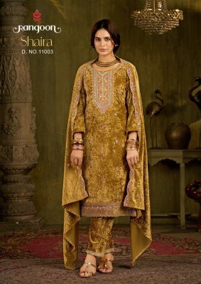 Rangoon SHAIRA Makhmal Velvet 3-Piece Designer Suit with Lace Pant and Dupatta kurti pant with dupatta Catalogs