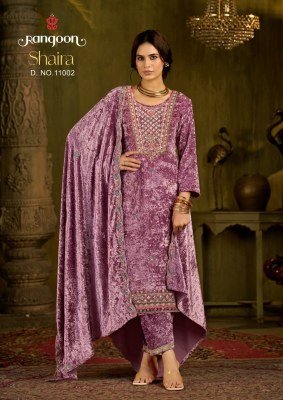 Rangoon SHAIRA Makhmal Velvet 3-Piece Designer Suit with Lace Pant and Dupatta kurti pant with dupatta Catalogs