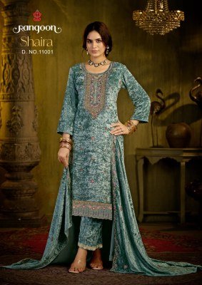 Rangoon SHAIRA Makhmal Velvet 3-Piece Designer Suit with Lace Pant and Dupatta kurti pant with dupatta Catalogs