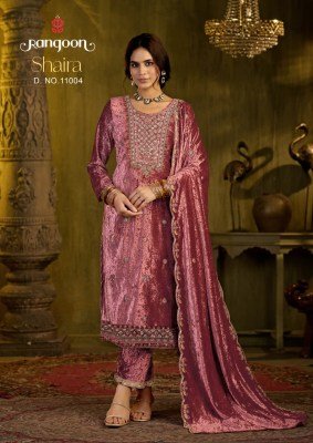 Rangoon SHAIRA Makhmal Velvet 3-Piece Designer Suit with Lace Pant and Dupatta kurti pant with dupatta Catalogs