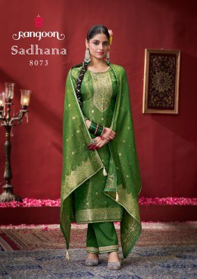 Rangoon Sadhana Designer Simmer Jacquard Suit Hand Embroidered with Viscose Pant And Lace Dupatta Wholesale kurtis catalogs