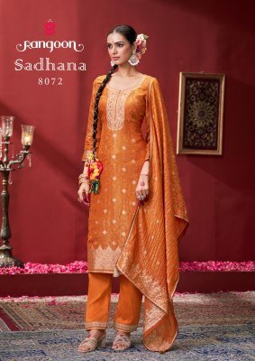 Rangoon Sadhana Designer Simmer Jacquard Suit Hand Embroidered with Viscose Pant And Lace Dupatta Wholesale kurtis catalogs