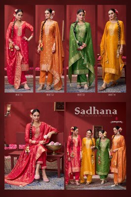 Rangoon Sadhana Designer Simmer Jacquard Suit Hand Embroidered with Viscose Pant And Lace Dupatta Wholesale kurtis catalogs